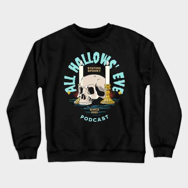 Skull and Candles Crewneck Sweatshirt by All Hallows Eve Podcast 